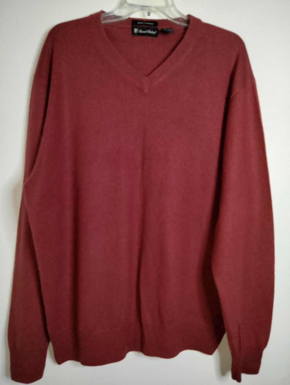 Daniel Bishop (Size XL) Men's Burgundy Cashmere Soft V-Neck LS Pullover Sweater